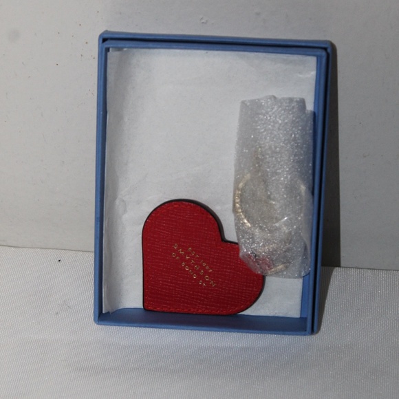 Smythson Red Panama Heart Keyring. - Picture 2 of 6